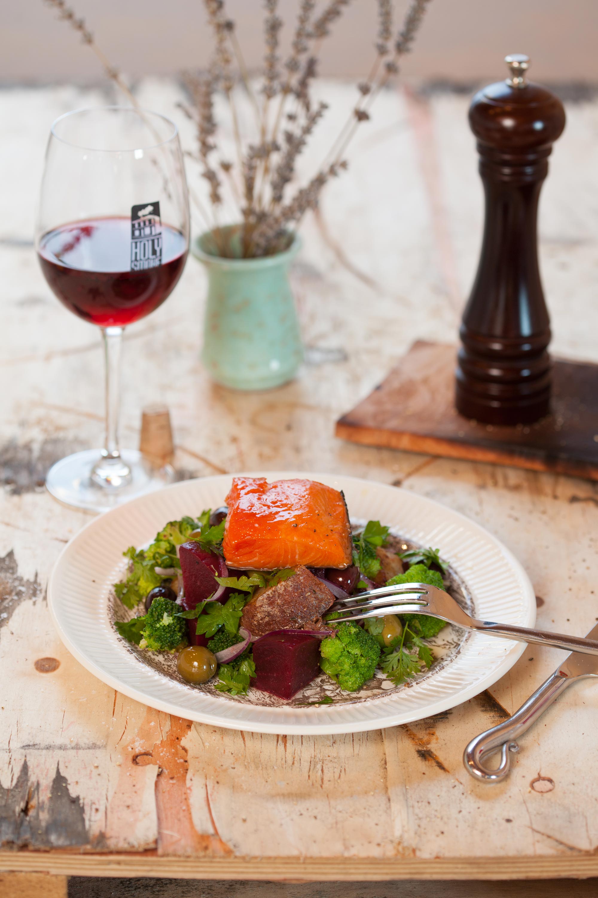 Hot smoked Salmon Rustic Salad